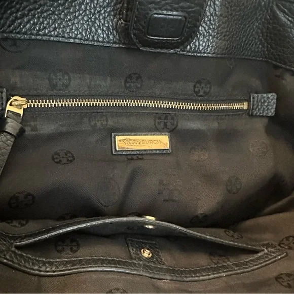 Tory Burch Large Taylor Black Pebbled Leather Tote Shoulder Bag - Picture 10 of 16